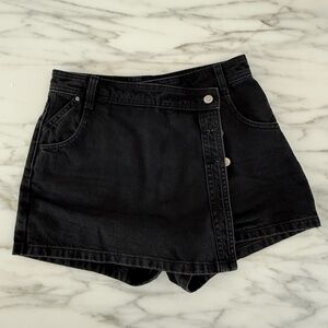 Zara Black Denim Wrap Skort Size M